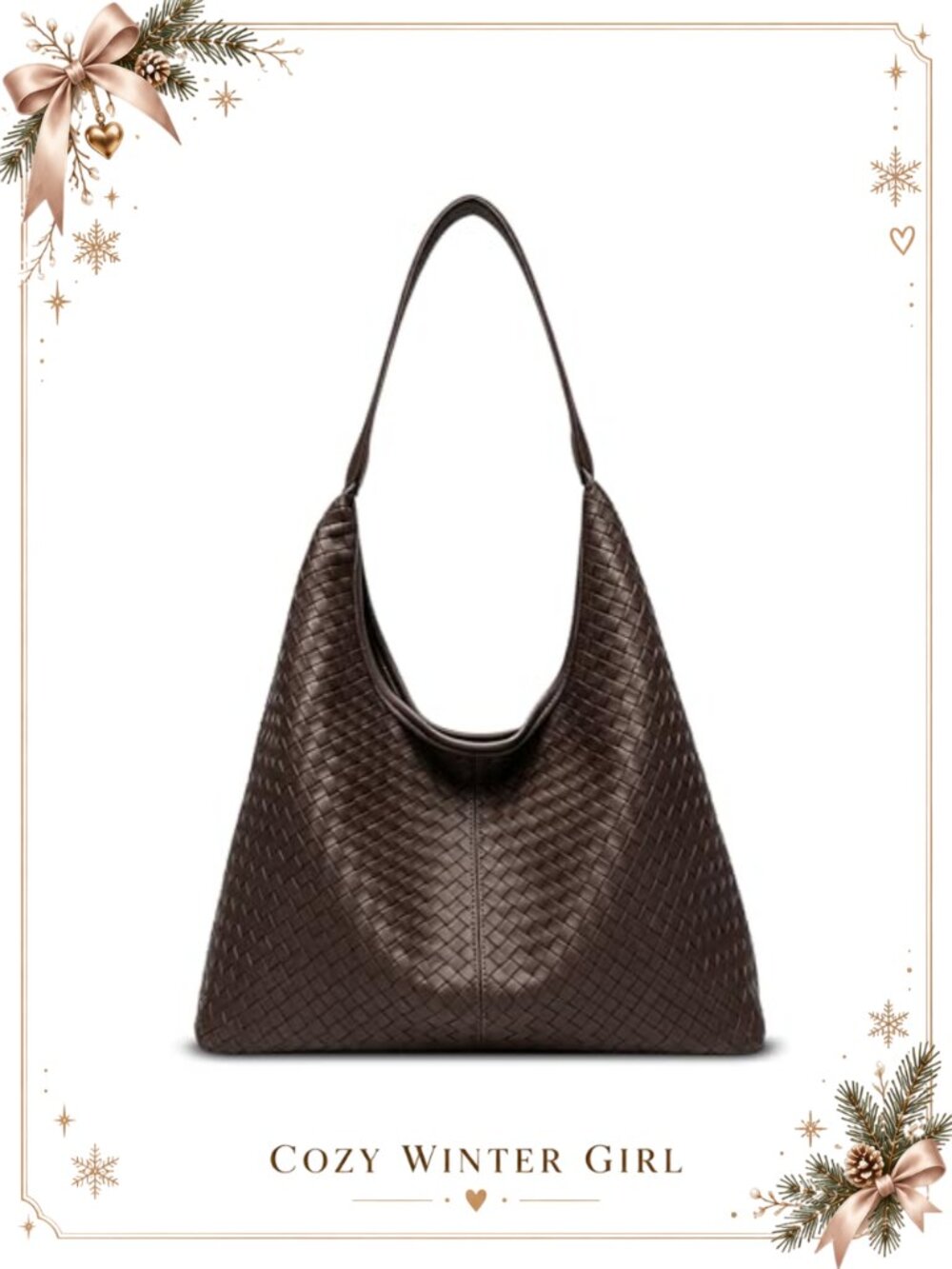 Vegan Leather Woven Hobo Tote Bag Large Slouchy Shoulder Purse